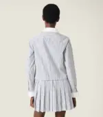 Pleated striped poplin mini-dress - Image 3