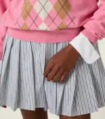 Pleated striped poplin mini-dress - Image 5