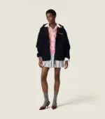 Pleated striped poplin mini-dress - Image 6