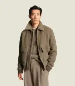 Regular-fit jacket in a herringbone-patterned alpaca blend - Image 2